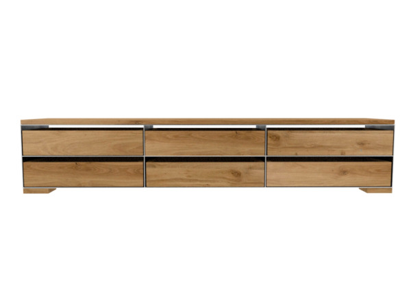 Sideboard Metall modern und minimalistisch in Zunderstahloptik und Massivholz