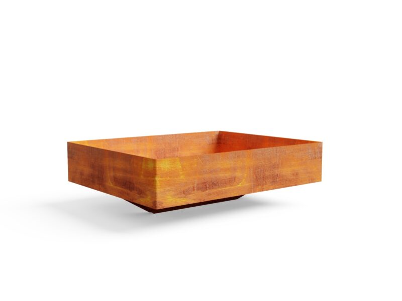 XXL Architektur Feuerstelle quadratisch minimalistisch aus Corten Stahl