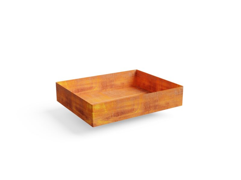 XXL Architektur Feuerstelle quadratisch minimalistisch aus Corten Stahl