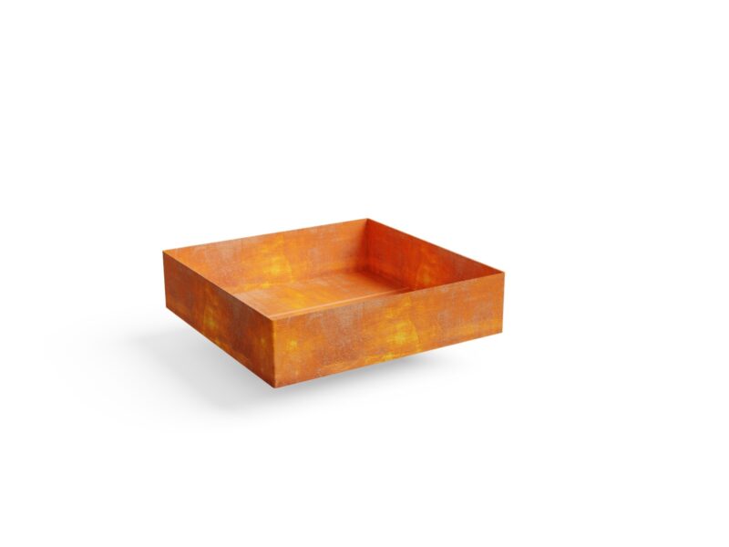XXL Architektur Feuerstelle quadratisch minimalistisch aus Corten Stahl