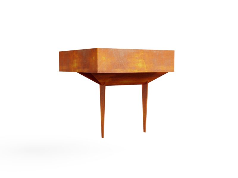 XXL Architektur Feuerschale quadratisch minimalistisch aus Corten Stahl